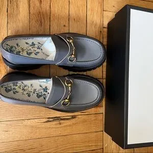 NWB Mens Gucci Harald Lug Sole Grey Loafers Dress Shoes unboxing alert? Gucci Cordovan Lux Harald Loafer, size 37.5  main image 3